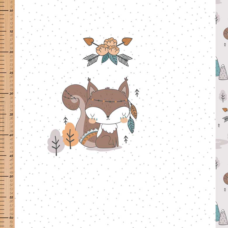 🏞️Panneau 70cm French Terry bio GOTS & Oeko-Tex By MLA 2.3 | "Écureuil Sioux"