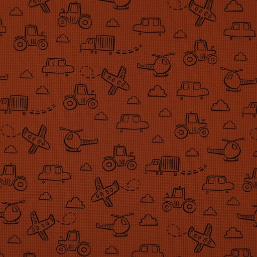 Jersey gaufré Oeko-Tex | Véhicules (Hazel)