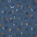 Popeline bio GOTS & Oeko-Tex | Animal alphabet (blue)