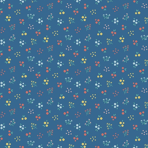 Popeline bio GOTS & Oeko-Tex | Petites fleurs (cobalt)