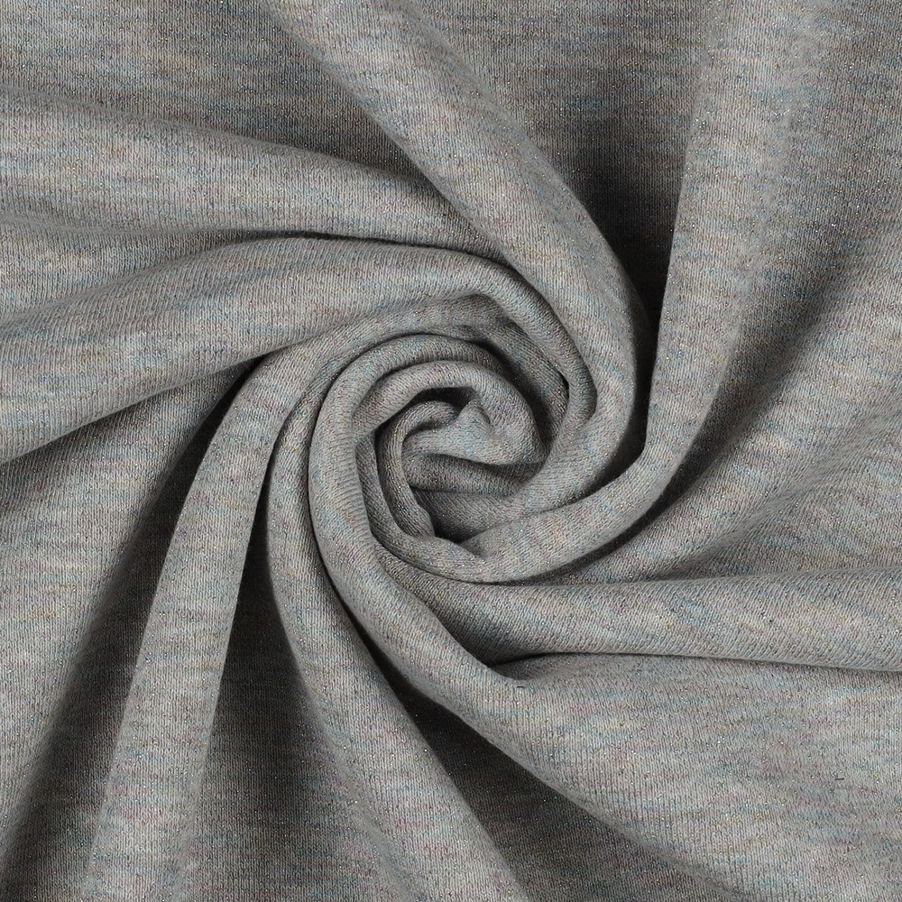 📏Sweat de coton lurex Oeko-Tex uni | Gris/Multicolore