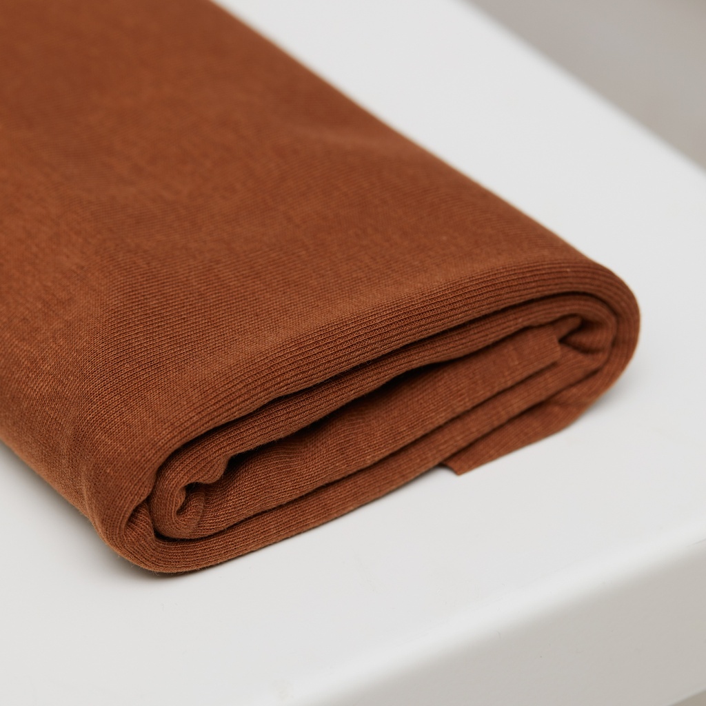 📏Jersey fines côtes de coton bio et Tencel® Oeko-Tex Meet Milk uni | Rouille
