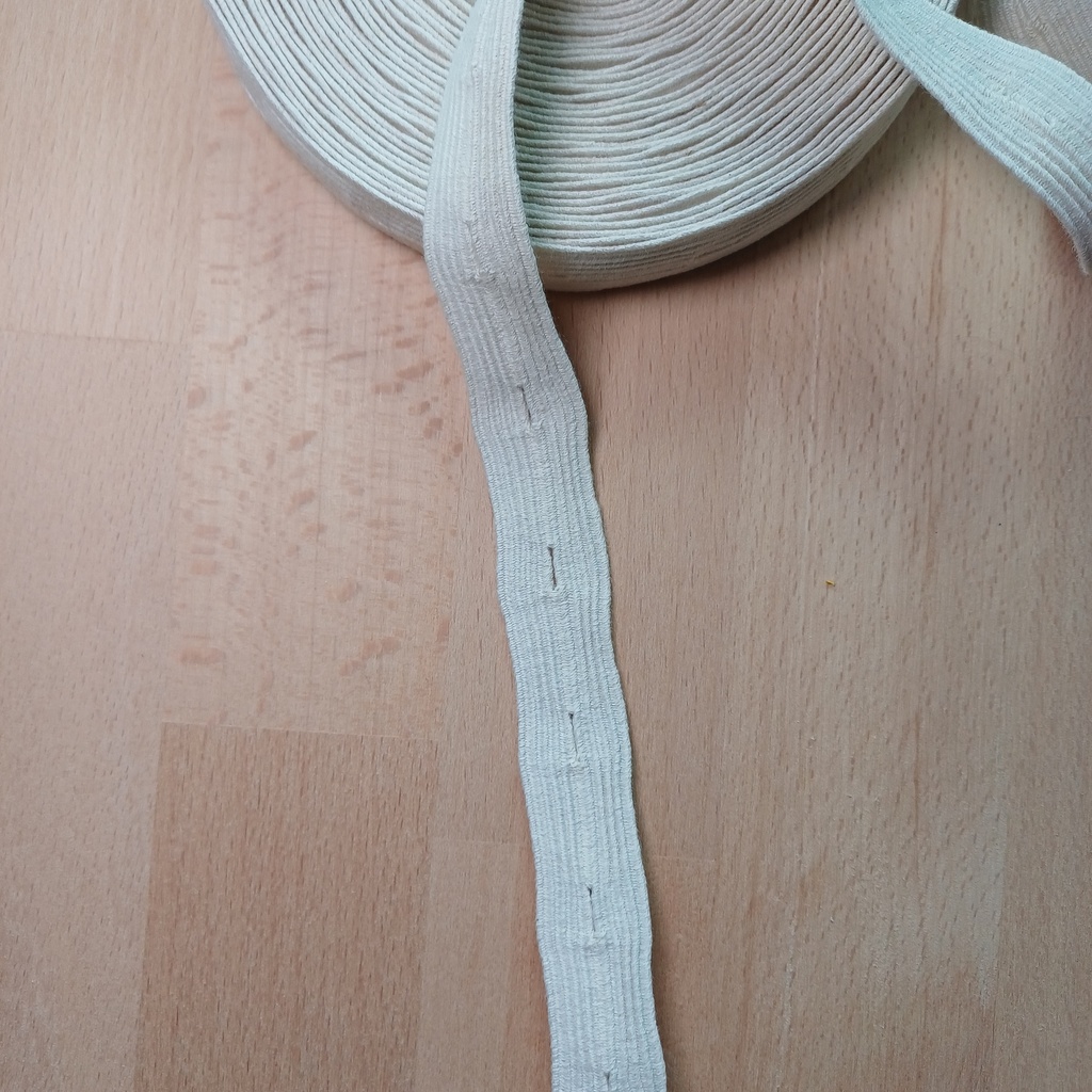🎗️Élastique à boutonnière bio uni écru | 18 mm