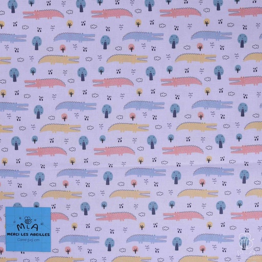 [CTB/2.211.COBIO.01/M-D1.0043/202406] 📏Percale 100% coton bio GOTS By MLA 2.3 | "Crocos colorés"
