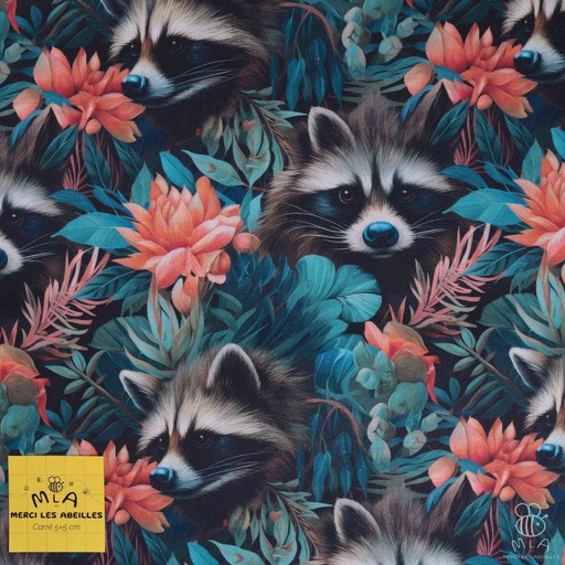 [CTB/2.211.COBIO.01/M-D1.0053/202406] 📏Percale 100% coton bio GOTS By MLA 2.3 | "Racoon"