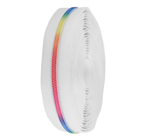 [SKA/604.ME.00/NC-F13.790304-1/202506] 🎗️Fermeture à glissière nylon Arc-en-Ciel n°5, 6mm | Blanc