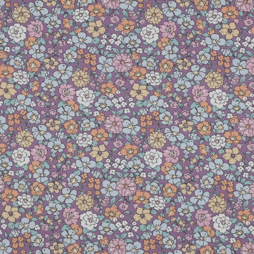 [VHT/213.COBIO.03/M-F1-04087.005/202503] Popeline bio GOTS & Oeko-Tex | Fleurs (mauve)
