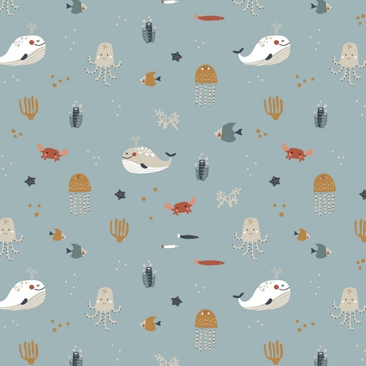 [VHT-09849.008] 📏Jersey bio GOTS & Oeko-Tex bleu | Amis de la mer