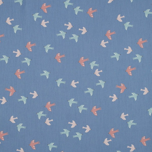 [VHT-05501.009] Popeline bio GOTS & Oeko-Tex | Birds and Butterflies (blue)