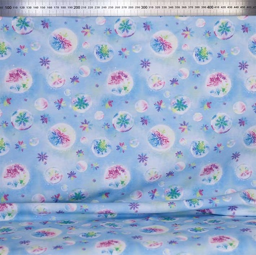 [[EXCLU-CTB 20231117]-ft-Les flocons de Karyna (Bleu clair)] French Terry bio GOTS & Oeko-Tex By MLA 2.3 | Les flocons de Karyna