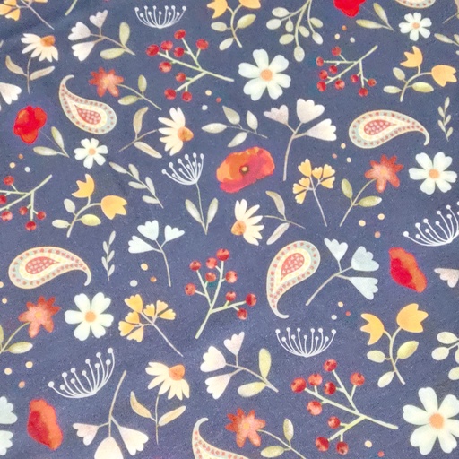 [Sample-[STOCK2023]003] Coupon 80cm | French Terry bio GOTS & Oeko-Tex | Floral (marine)