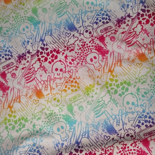 [Sample-[STOCK2023]004] Coupon 80cm | French Terry bio GOTS & Oeko-Tex | R'n'Rainbow (blanc/arc-en-ciel)