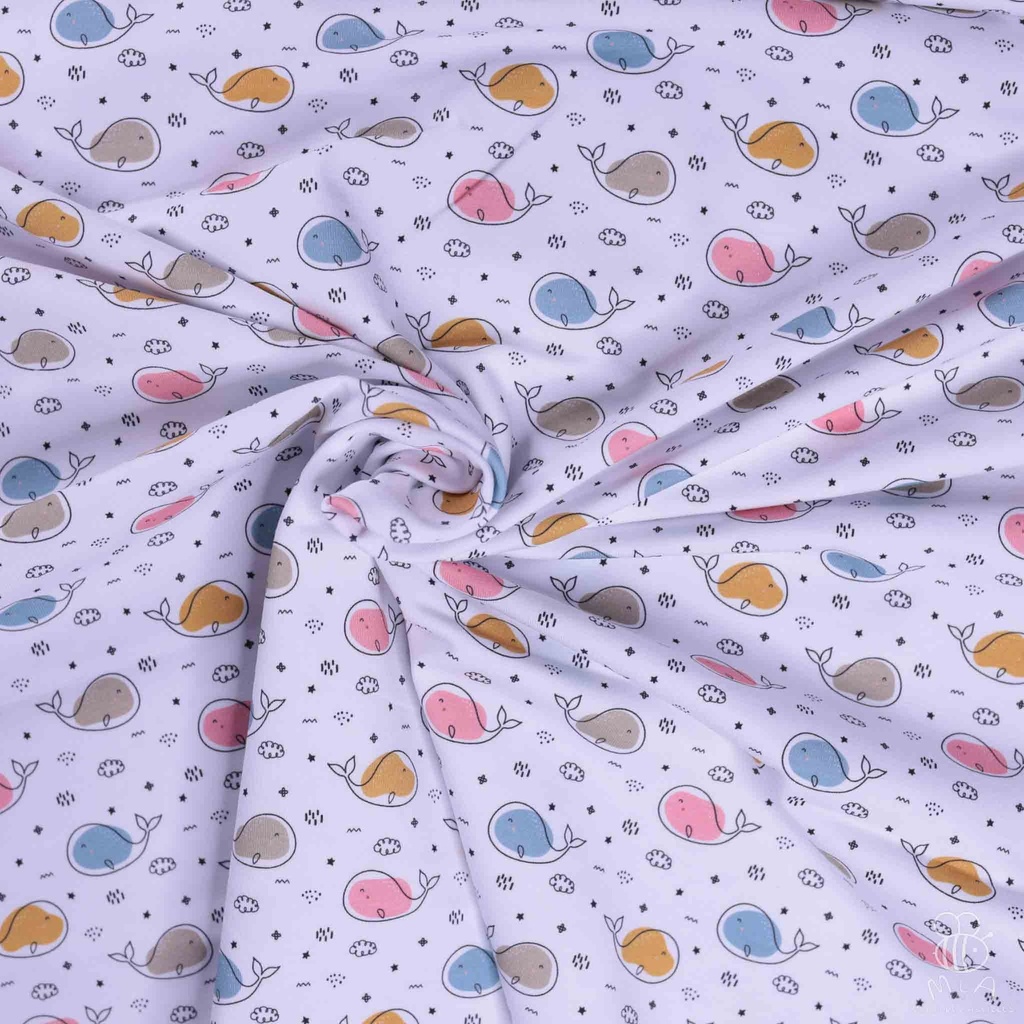 📏Jersey bio GOTS & Oeko-Tex By MLA 2.3 | "Baleines colorées"