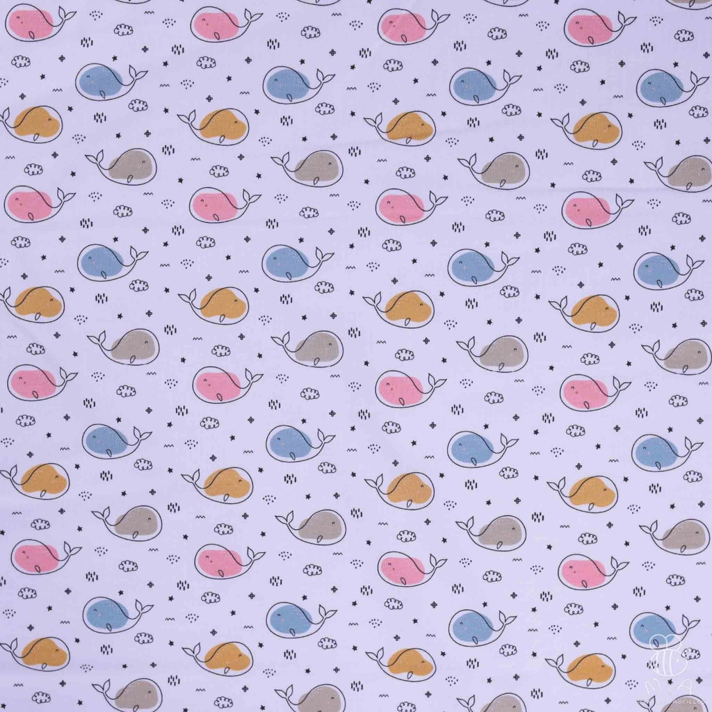 📏Jersey bio GOTS & Oeko-Tex By MLA 2.3 | "Baleines colorées"