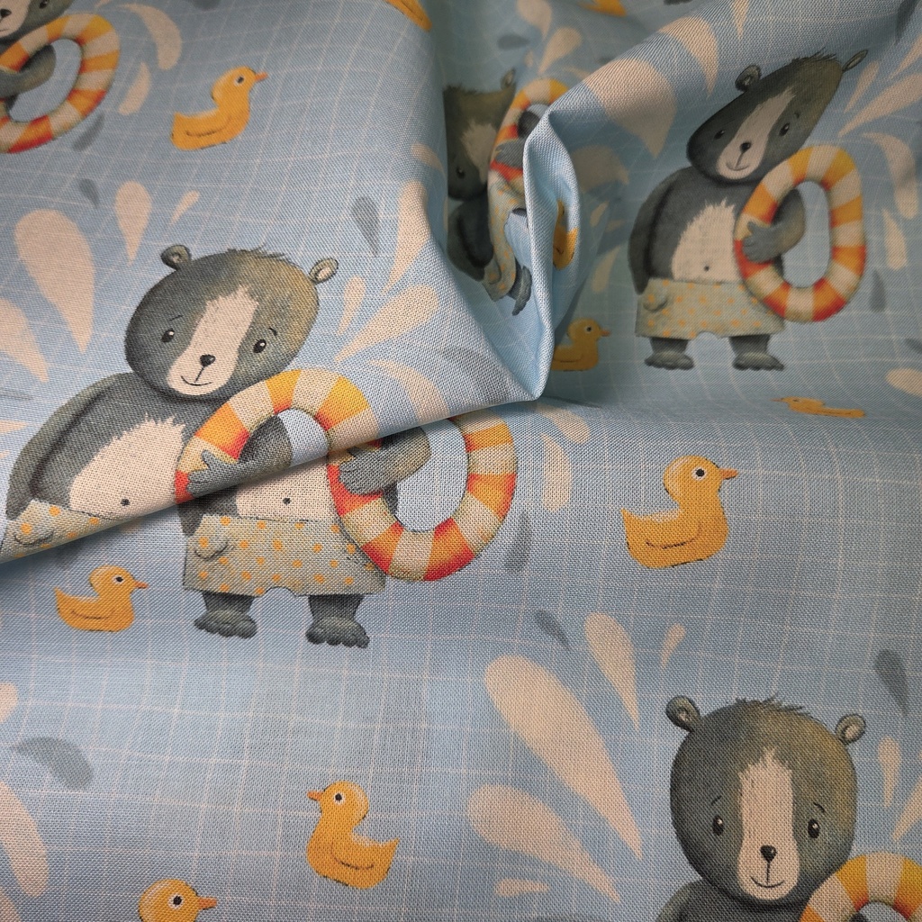 📏Percale 100% coton bio GOTS By MLA 2.3 | "Plouf l'ourson"