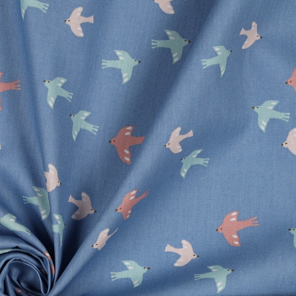 Popeline bio GOTS & Oeko-Tex | Birds and Butterflies (blue)