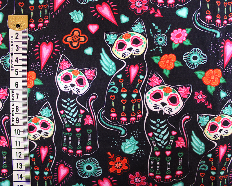 Coton Oeko-Tex | Sugar Skull Cats (Black)