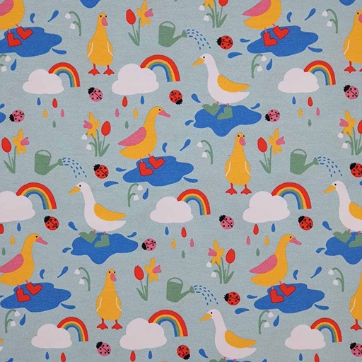 GOTS & Oeko-Tex organic jersey | Duckies (Aqua)