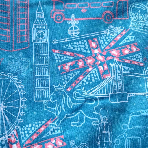 GOTS & Oeko-Tex organic jersey | London calling (aqua)