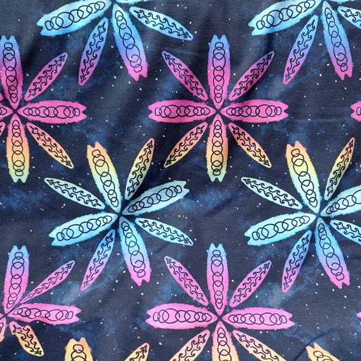 GOTS & Oeko-Tex organic jersey | Mandala surf (rainbow)