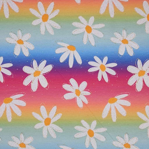 GOTS & Oeko-Tex organic jersey | Daisies (rainbow)