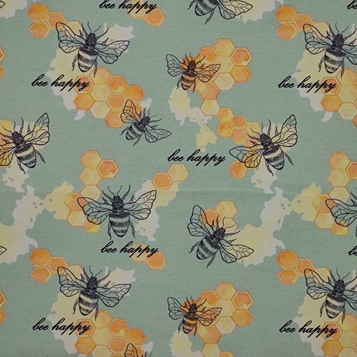 GOTS & Oeko-Tex organic jersey | Bee Happy (Mint)