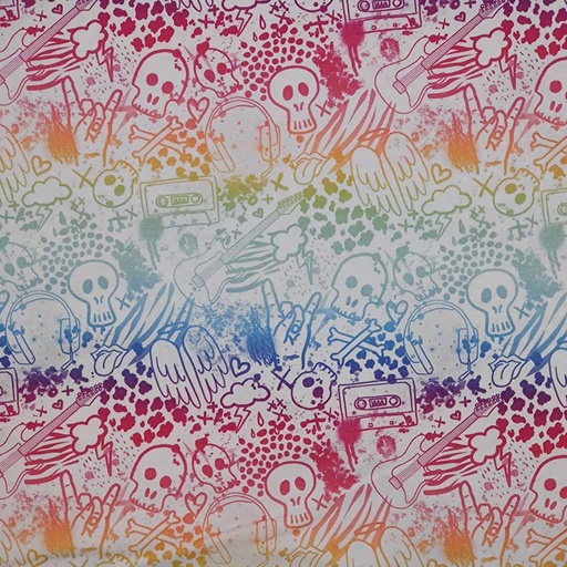 [MLA2.3-2023.040] Jersey bio GOTS & Oeko-Tex | R'n'Rainbow (blanc/arc-en-ciel)