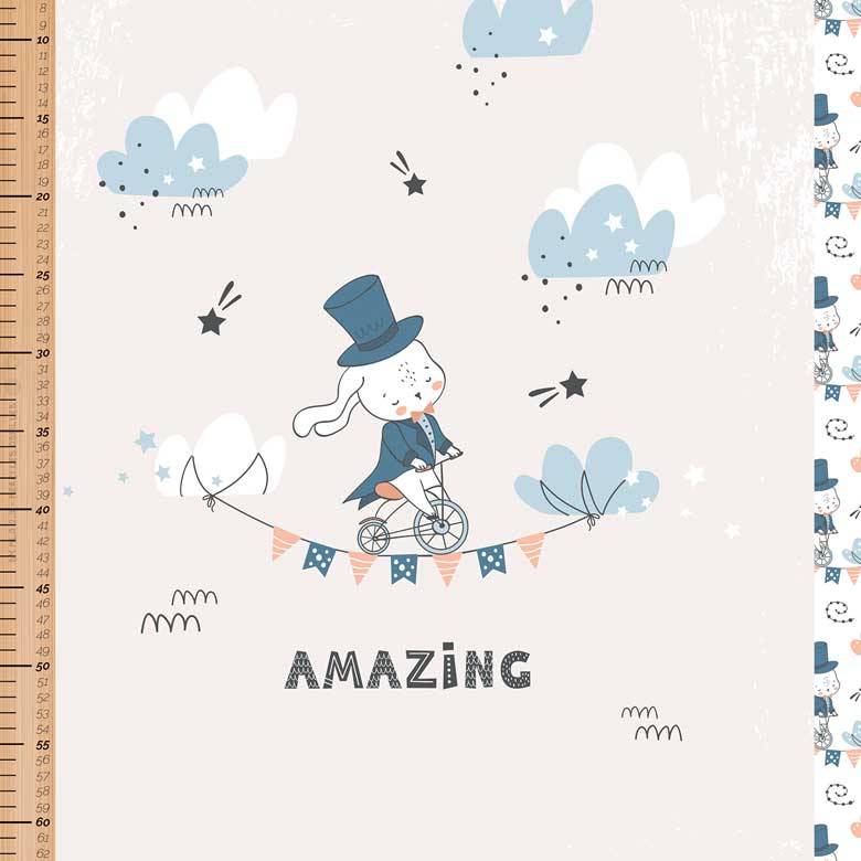 [PAN-CTB-20240920-lapin-funambule-j] 🏞️Panneau 70cm jersey bio GOTS & Oeko-Tex By MLA 2.3 | "Lapin funambule"