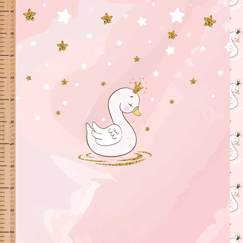 🏞️Panneau 70cm French Terry bio GOTS & Oeko-Tex By MLA 2.3 | "Cygne bling bling"