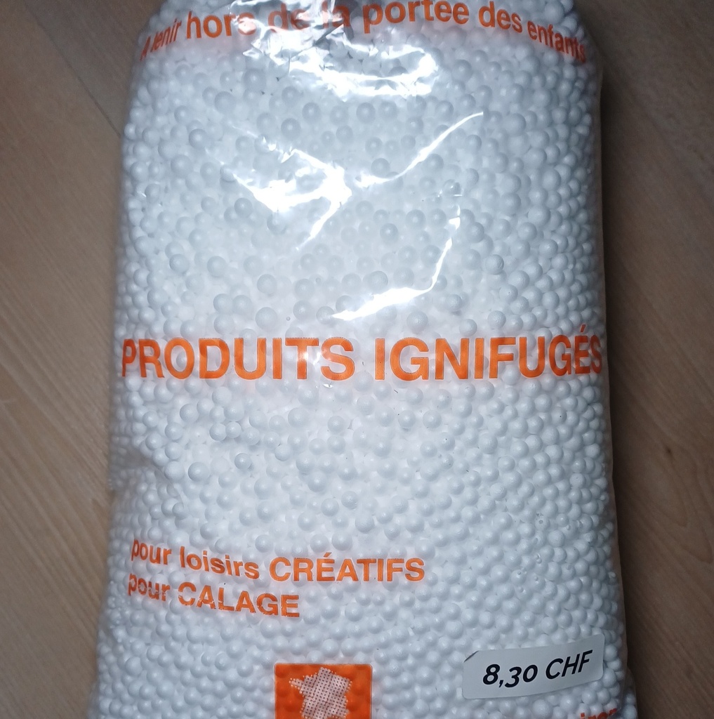 🧷Rembourrage recyclable billes de polystyrène, sac de 40g | Blanc