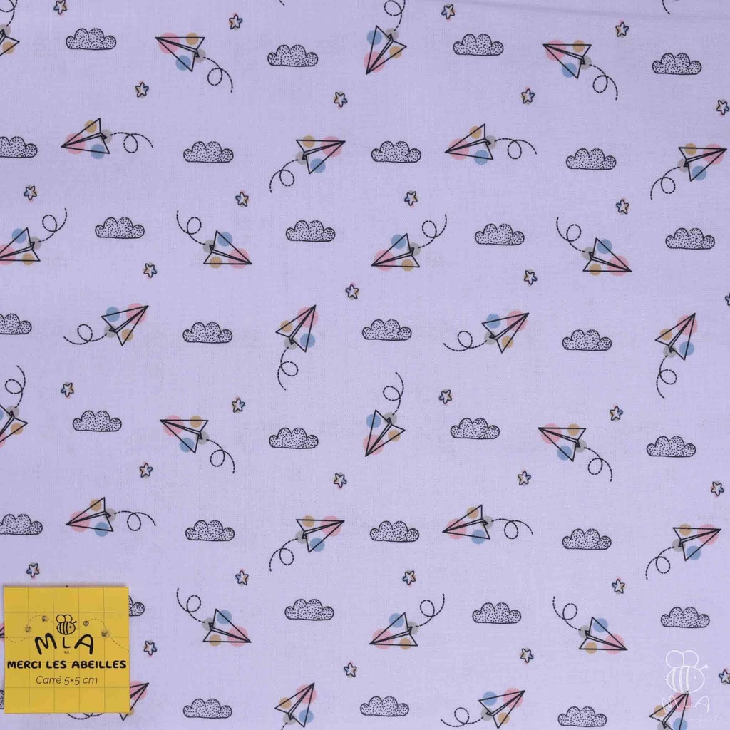 [CTB/2.211.COBIO.01/M-D1.0041/202406] 📏Percale 100% coton bio GOTS By MLA 2.3 | "Avions en papier"