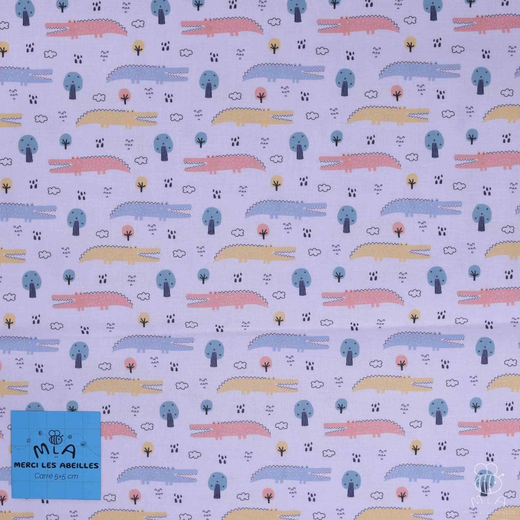 [CTB/2.211.COBIO.01/M-D1.0043/202406] 📏Percale 100% coton bio GOTS By MLA 2.3 | "Crocos colorés"