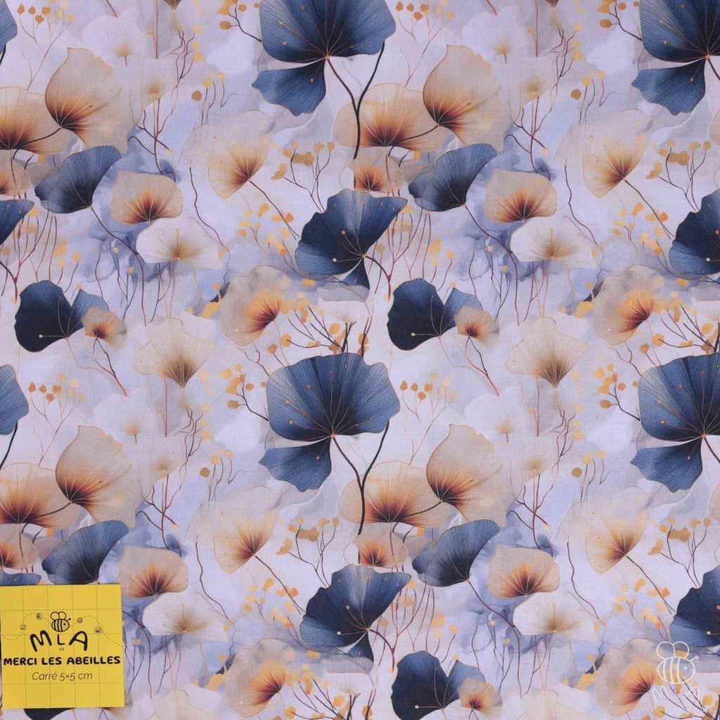 📏Percale 100% coton bio GOTS By MLA 2.3 | "Ginkgo design"