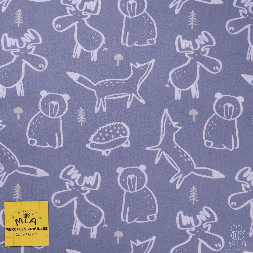 [CTB/2.211.COBIO.01/M-D1.0051/202410] 📏Percale 100% coton bio GOTS By MLA 2.3 | "Bonjour les amis de la forêt"