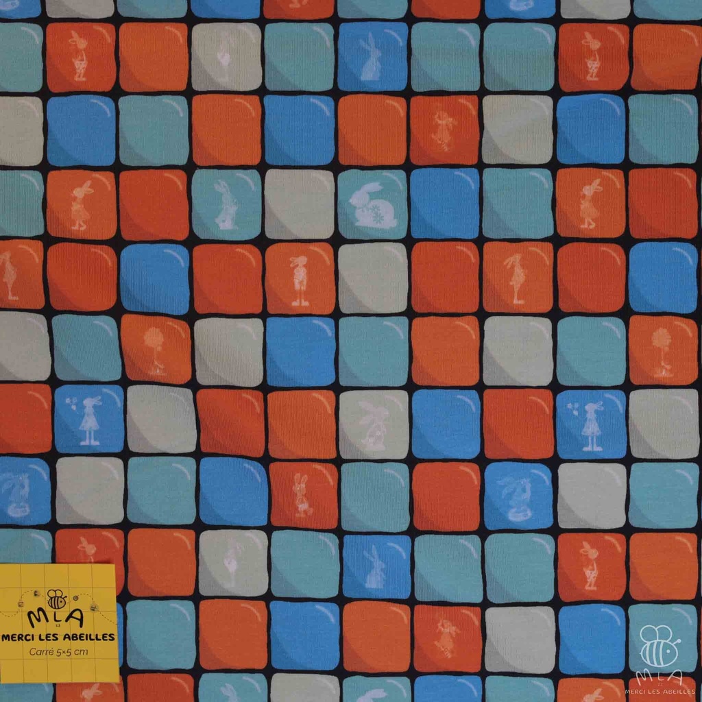 📏Jersey bio GOTS & Oeko-Tex By MLA 2.3 | "Mosaïque de Pâques, sauts orangés"