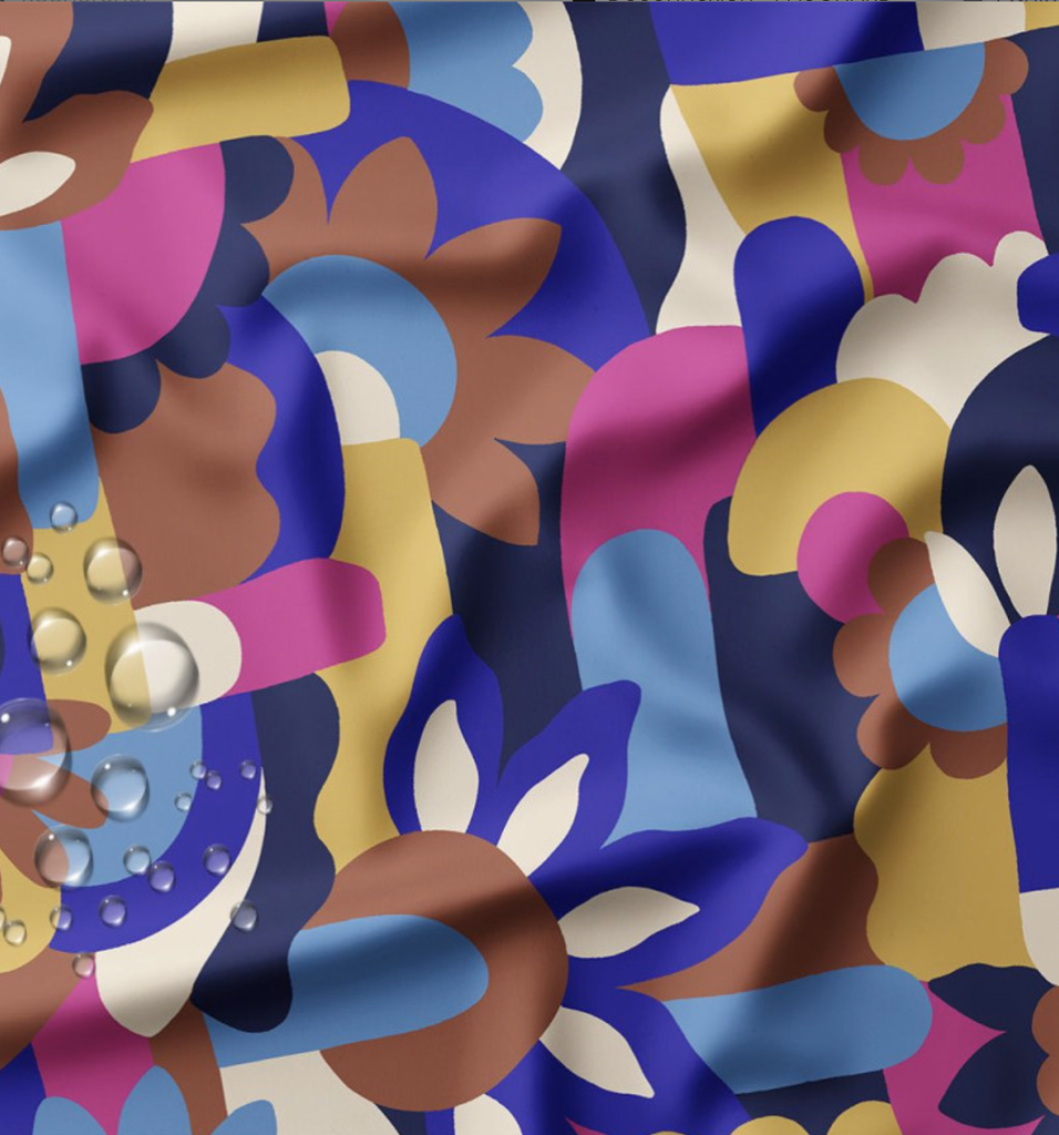 📏Tissu imperméable | "Naive" Bleu/Marron