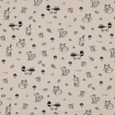 Jersey gaufré Oeko-Tex | Animaux de la Forêt (Light Sand)