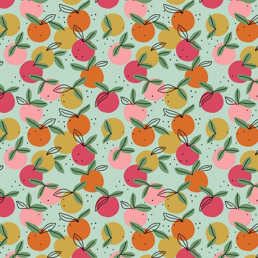 GOTS & Oeko-Tex organic poplin | Peaches (light mint)
