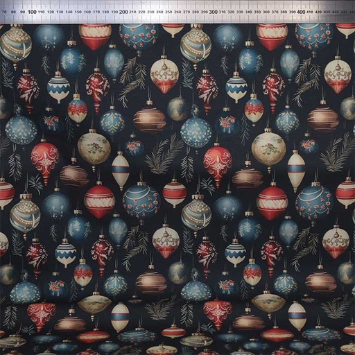 Percale de coton GOTS & Oeko-Tex By MLA 2.3 | Boules de Noël art-déco