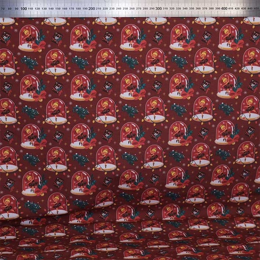 [[EXCLU-CTB 20231117]-ft-Merveilleuse boule à neige (Rouge)] French Terry bio GOTS & Oeko-Tex By MLA 2.3 | Merveilleuse boule à neige