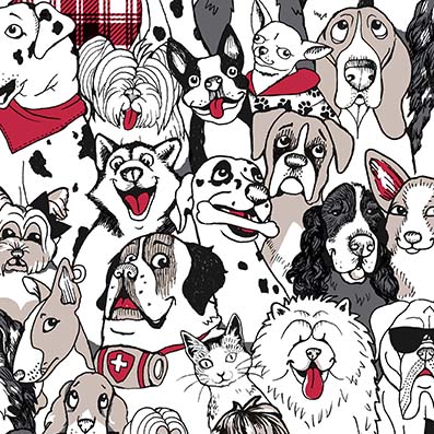 [CARLOSF-342458-Dogs] Cretonne 100% coton Oeko-Tex | Dogs