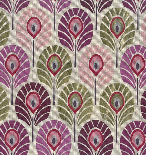 Cotonnade foil dorée Oeko-Tex | Plumes de paon OR