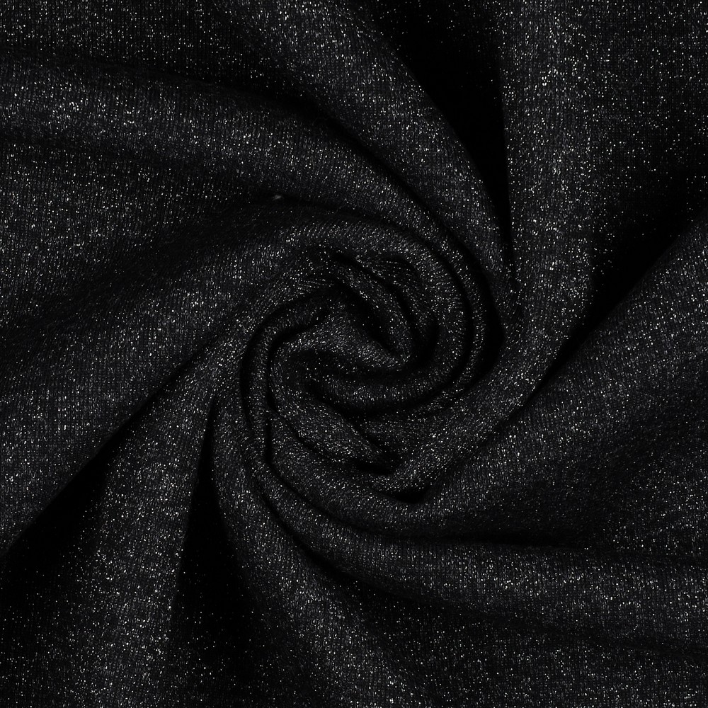 📏Sweat de coton lurex Oeko-Tex uni | Noir/Argent