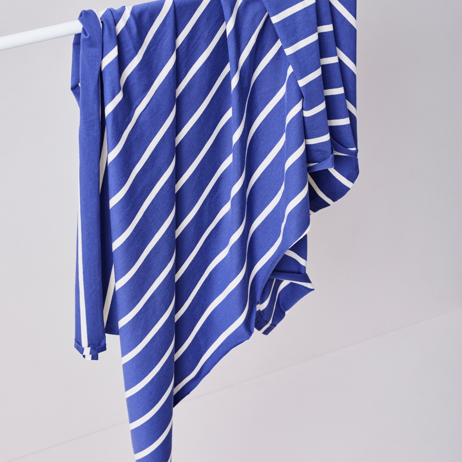 Jersey de coton et modal Tencel® Oeko-Tex rayé | Bleu