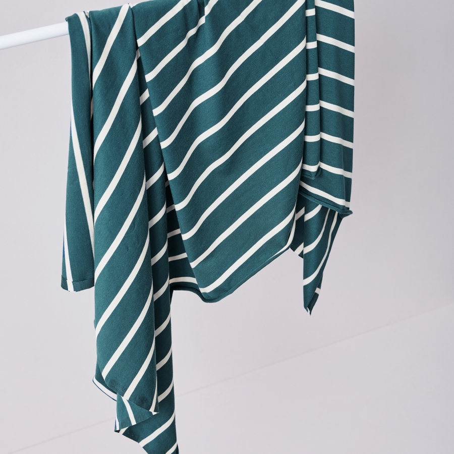 Jersey de coton et modal Tencel® Oeko-Tex rayé | Vert