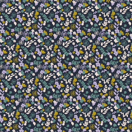 GOTS & Oeko-Tex organic fabric | Small flowers (navy)