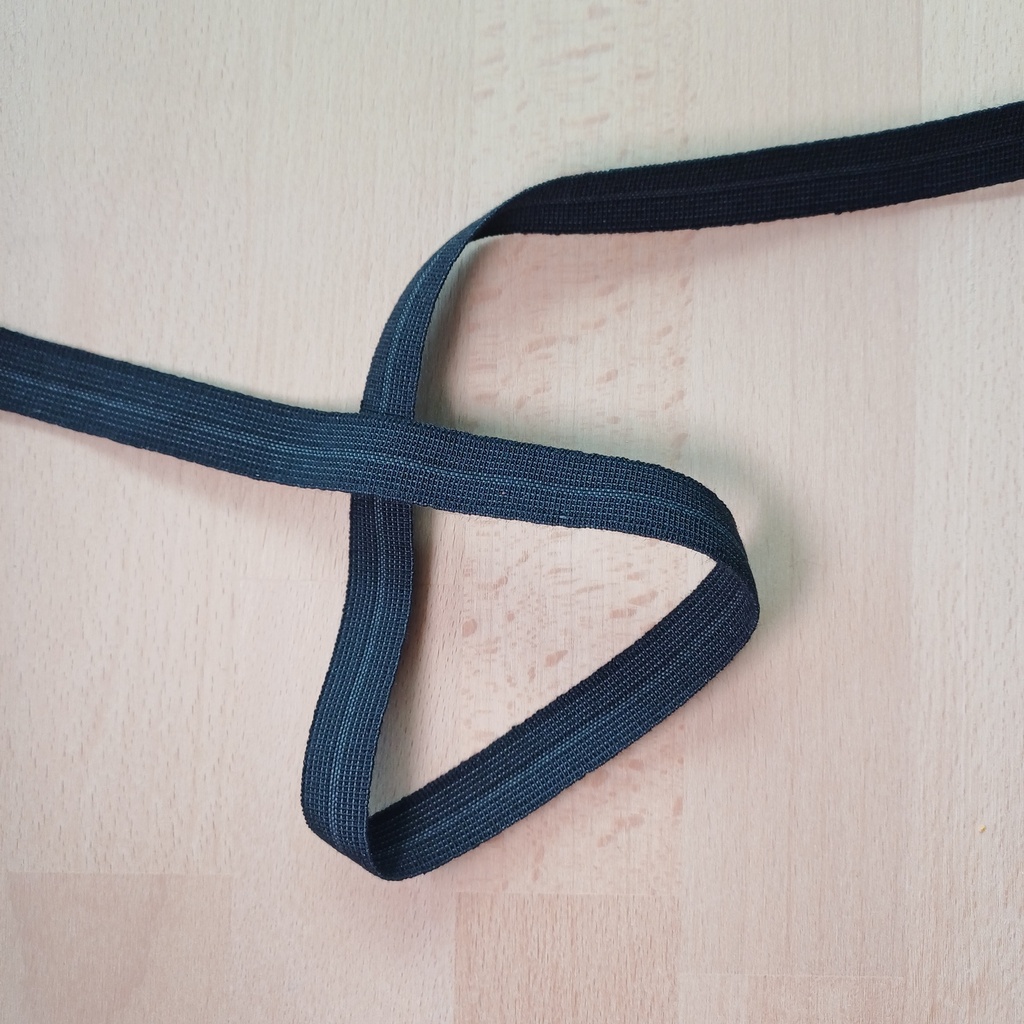 🎗️Biais élastique préplié bio uni noir | 15 mm