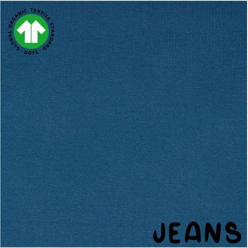 [08058.018 JEANS x10] 🎗️Bord-côtes tubulaire GOTS & Oeko-Tex uni | Bleu jean