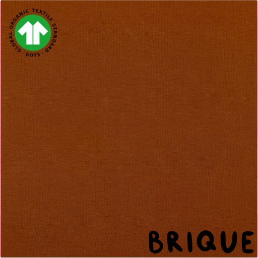 [08058.053 BRIQUE x10]  📏Bord-côtes tubulaire GOTS & Oeko-Tex uni | Brique