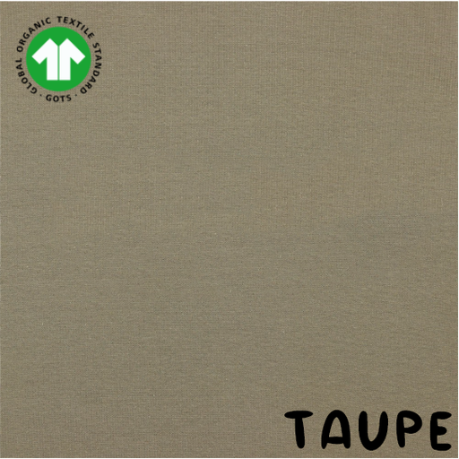 🎗️Bord-côtes tubulaire GOTS & Oeko-Tex uni | Taupe
